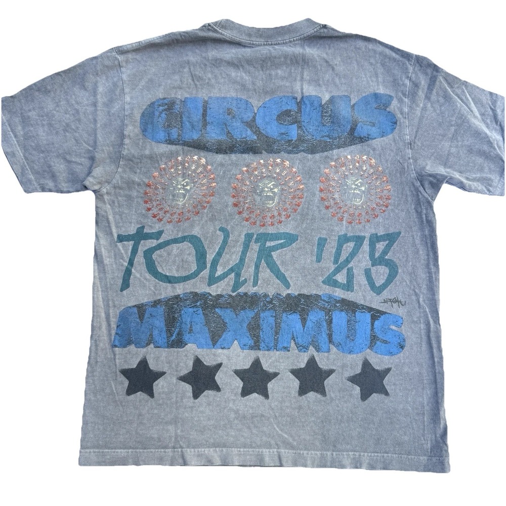 Travis Scott Utopia Tour Los Angeles Circus Maximus T Shirt Sun Washed Gray